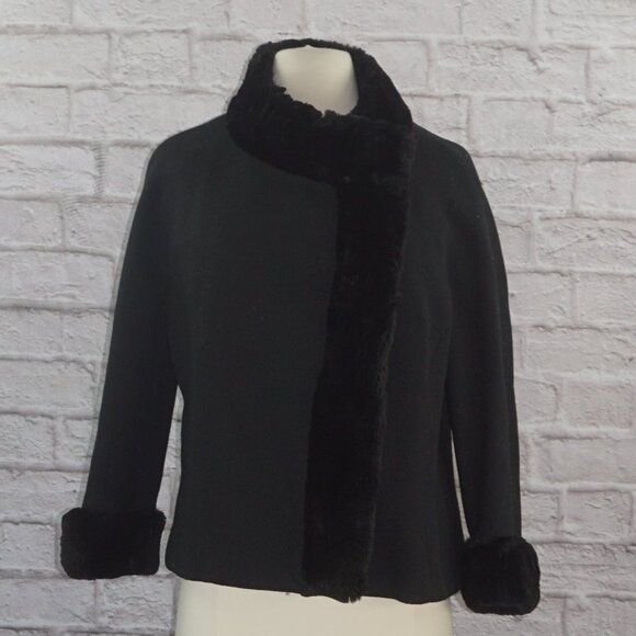 Vintage 60s Lord Taylor Wool Fur Jack Feit ILGWU Swing Coat - Picture 1 of 10